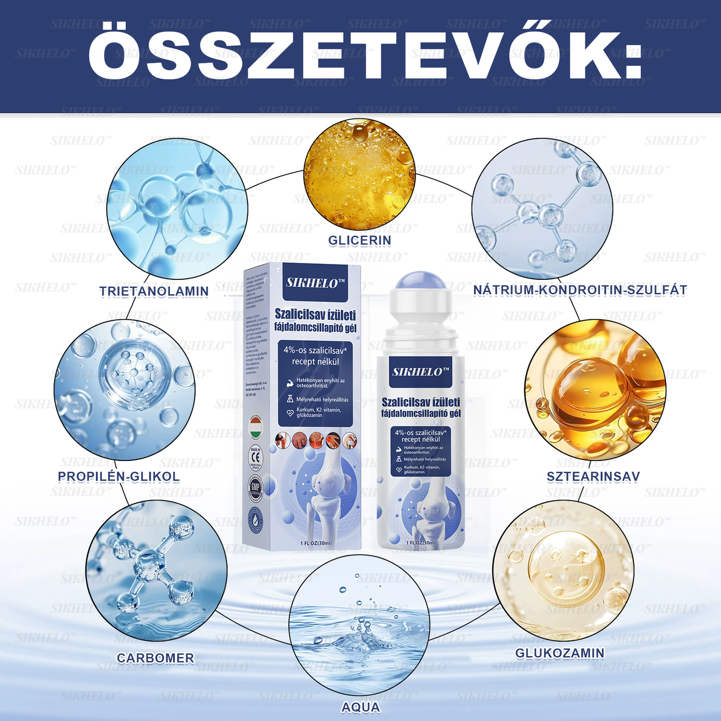 💠💧💠SIKHELO™ Szalicilsav ízületi fájdalomcsillapító gél -Az EFORT és az OGYÉI általi jóváhagyással - Minden korosztály számára alkalmas