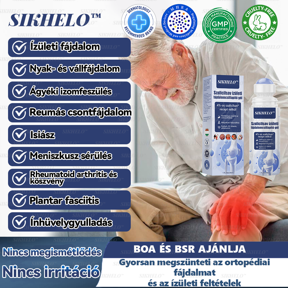 💠💧💠SIKHELO™ Szalicilsav ízületi fájdalomcsillapító gél -Az EFORT és az OGYÉI általi jóváhagyással - Minden korosztály számára alkalmas