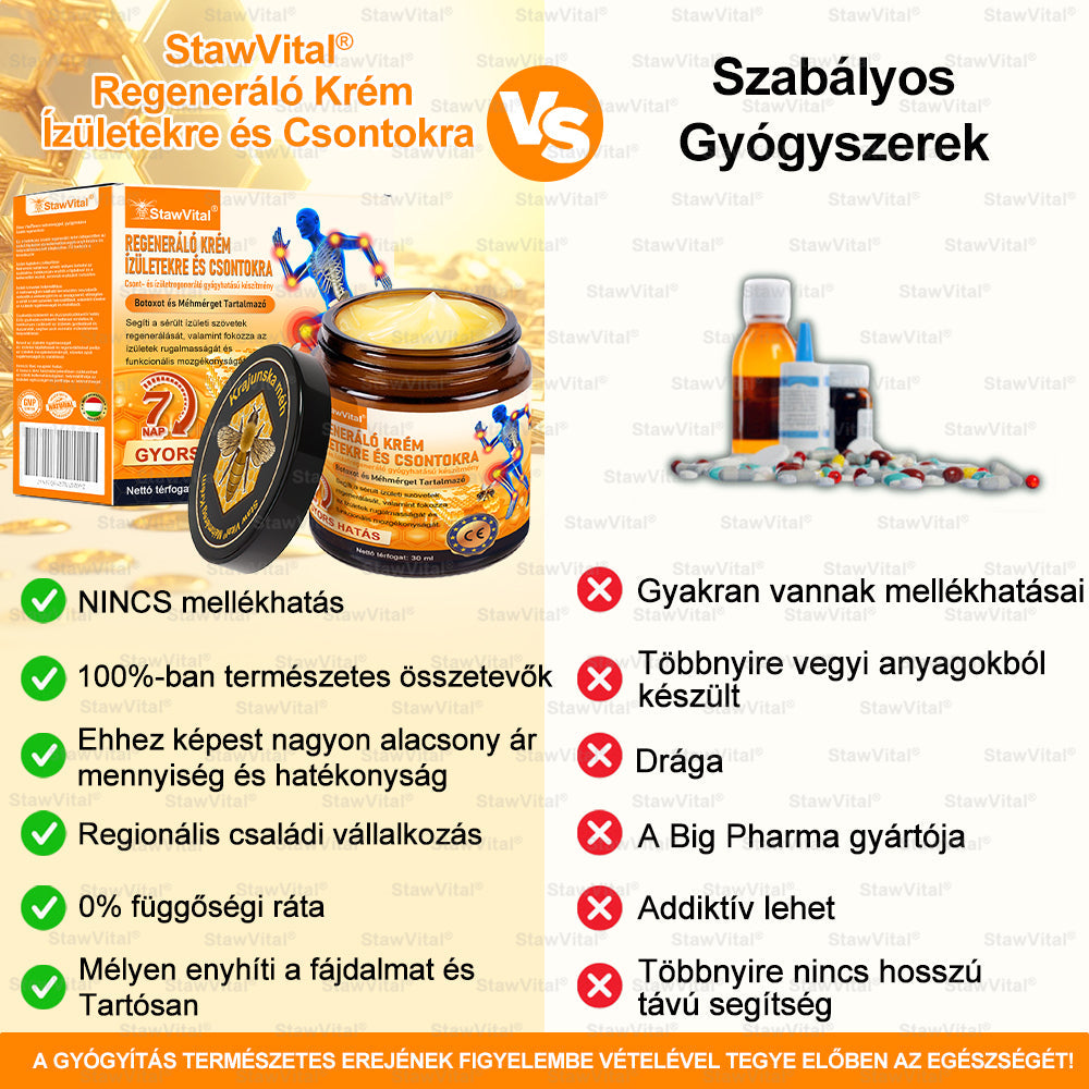 🧡𝑺𝒕𝒂𝒘𝑽𝒊𝒕𝒂𝒍® Botoxot és Méhmérget Tartalmazó Regeneráló Krém Ízületekre és Csontokra | MOT (Magyar Ortopéd Társaság) által tanúsított termék