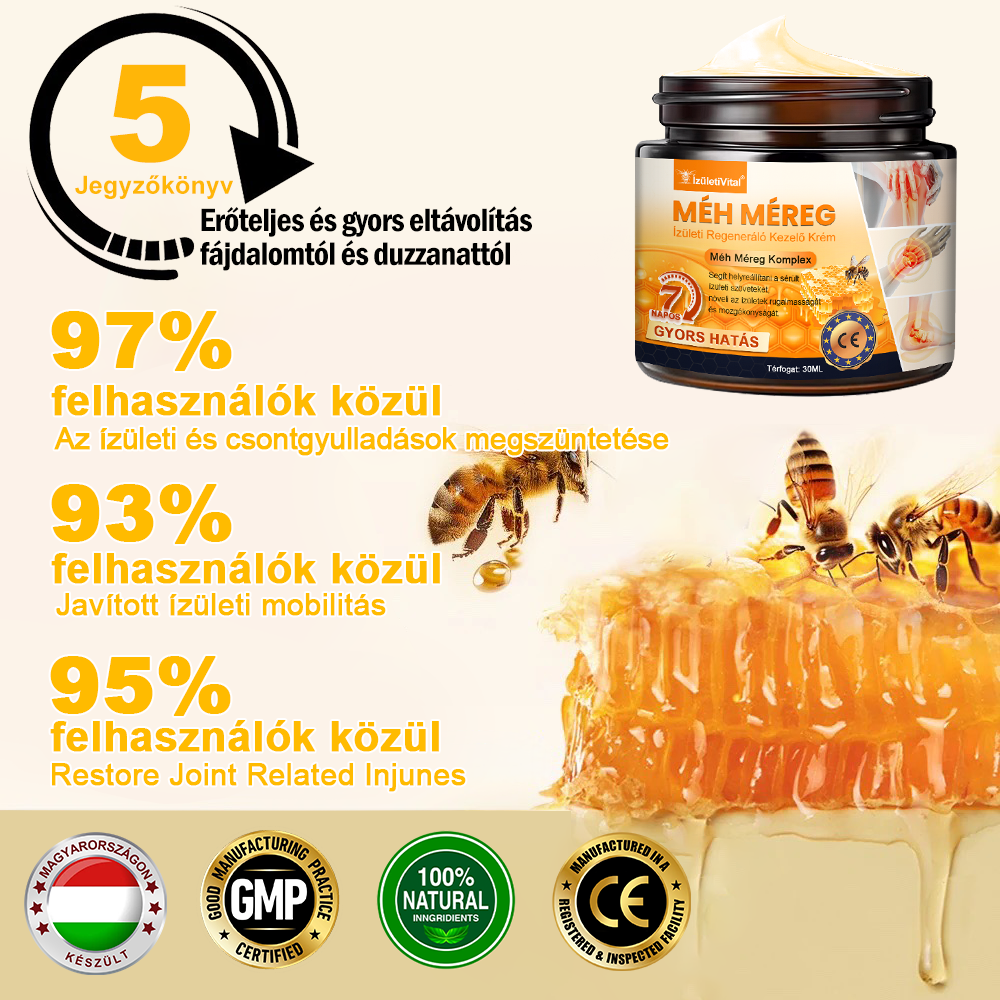 🐝🌟𝐈𝐳𝐮̈𝐥𝐞𝐭𝐢𝐕𝐢𝐭𝐚𝐥™ Méh Méreg Ízületi Regeneráló Krém - CE minősítést szerzett - Minden korosztály számára alkalmas